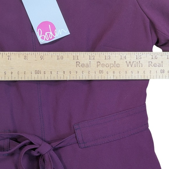 NWT Boden Addie Dress Midi Purple Belted Minamilist Classic Chic Career Womens 6 - Picture 6 of 8